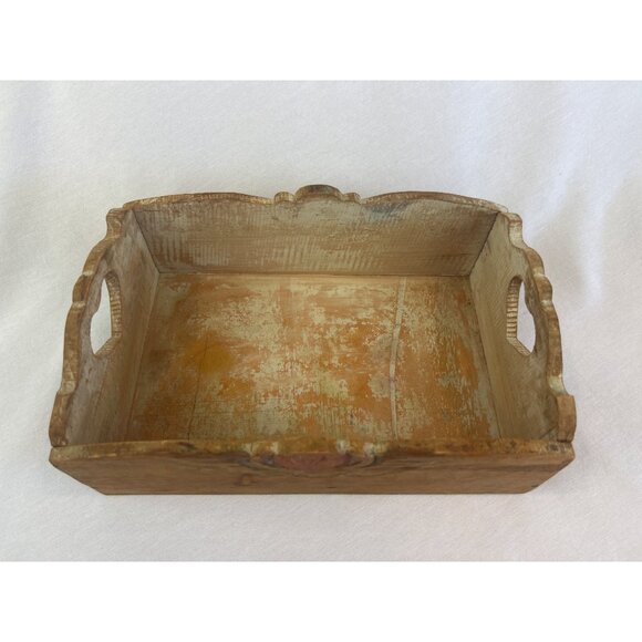 Vintage Handcrafted Wooden Heart Cutout Decorative Organizer Tray Box - Picture 2 of 14